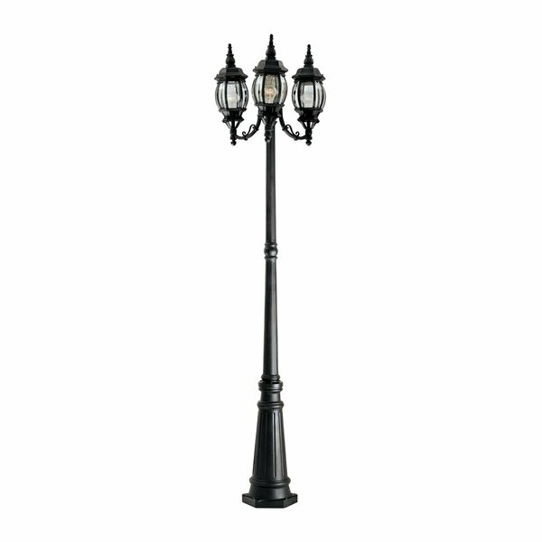 Designers Fountain Riviera 3-Light Black Cast Aluminum Line Voltage Outdoor Weather Resistant Post Light 1923-BK